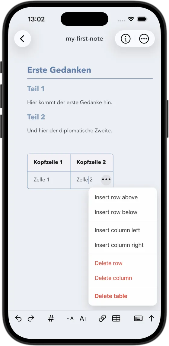 Erste Notiz schreiben